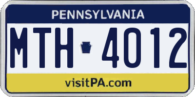 PA license plate MTH4012