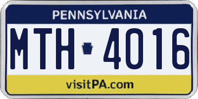 PA license plate MTH4016