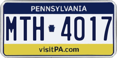 PA license plate MTH4017