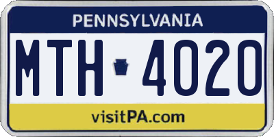 PA license plate MTH4020