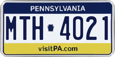 PA license plate MTH4021