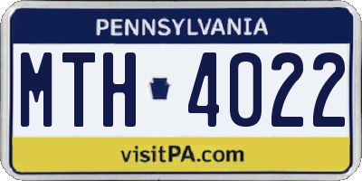 PA license plate MTH4022