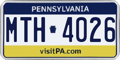 PA license plate MTH4026