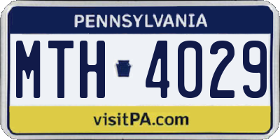 PA license plate MTH4029