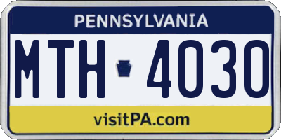 PA license plate MTH4030