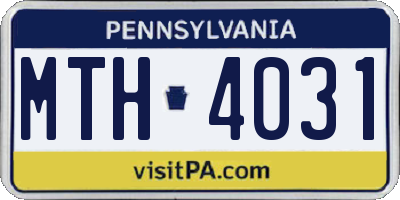 PA license plate MTH4031
