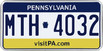PA license plate MTH4032