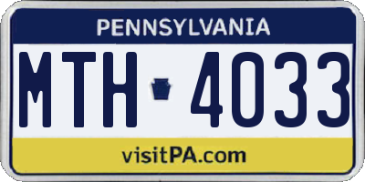 PA license plate MTH4033