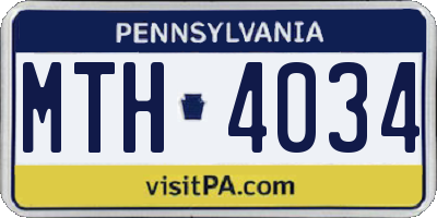 PA license plate MTH4034