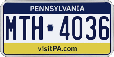 PA license plate MTH4036