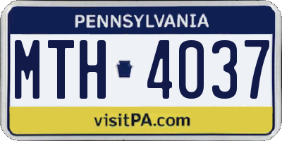 PA license plate MTH4037