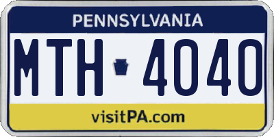 PA license plate MTH4040