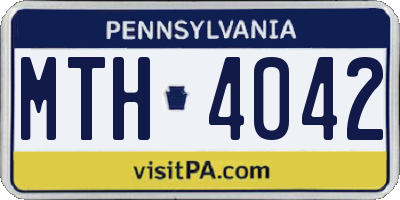 PA license plate MTH4042