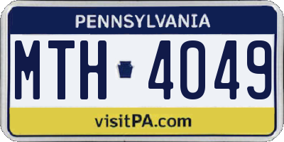 PA license plate MTH4049