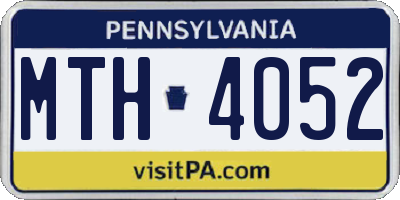 PA license plate MTH4052