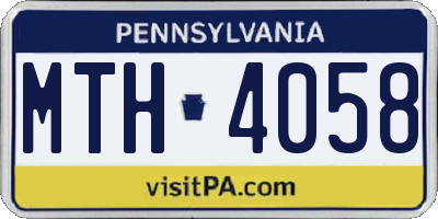 PA license plate MTH4058