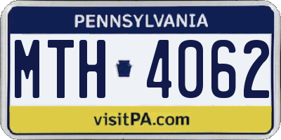 PA license plate MTH4062