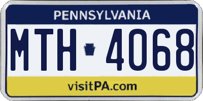 PA license plate MTH4068