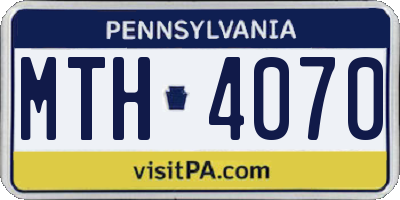 PA license plate MTH4070