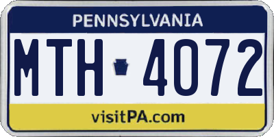PA license plate MTH4072
