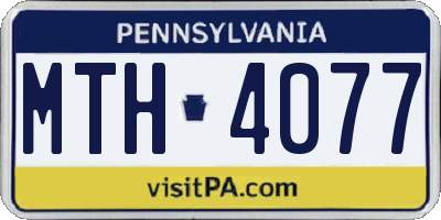 PA license plate MTH4077