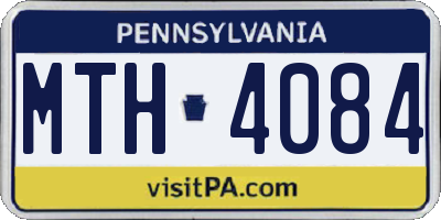 PA license plate MTH4084
