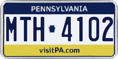 PA license plate MTH4102