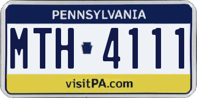 PA license plate MTH4111