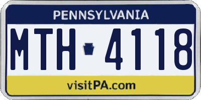 PA license plate MTH4118