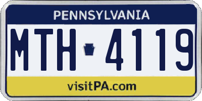PA license plate MTH4119