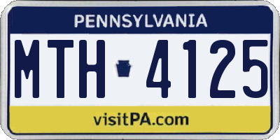 PA license plate MTH4125