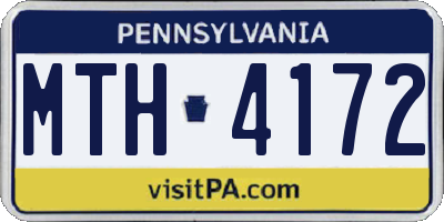 PA license plate MTH4172