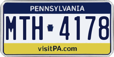 PA license plate MTH4178