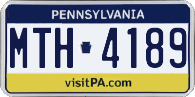 PA license plate MTH4189
