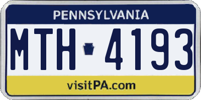 PA license plate MTH4193