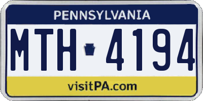 PA license plate MTH4194