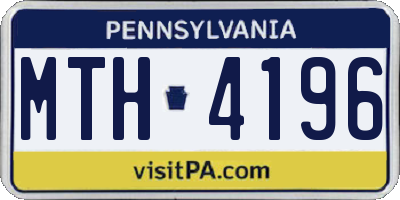 PA license plate MTH4196