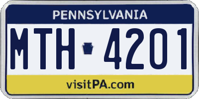PA license plate MTH4201
