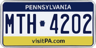 PA license plate MTH4202