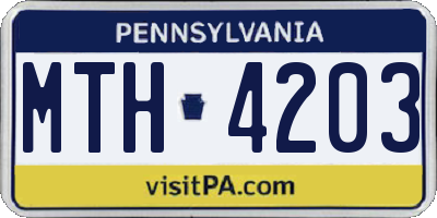 PA license plate MTH4203