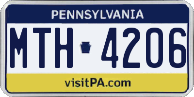 PA license plate MTH4206