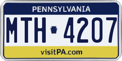 PA license plate MTH4207
