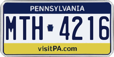 PA license plate MTH4216