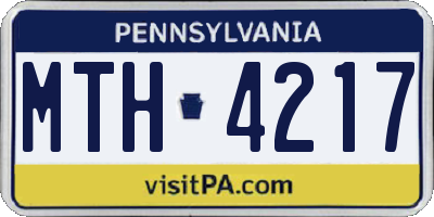 PA license plate MTH4217