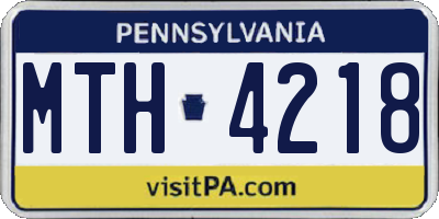 PA license plate MTH4218