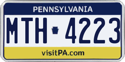 PA license plate MTH4223