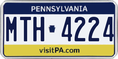 PA license plate MTH4224