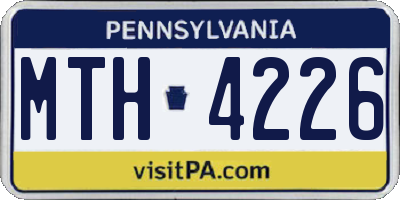 PA license plate MTH4226