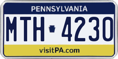 PA license plate MTH4230