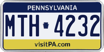 PA license plate MTH4232